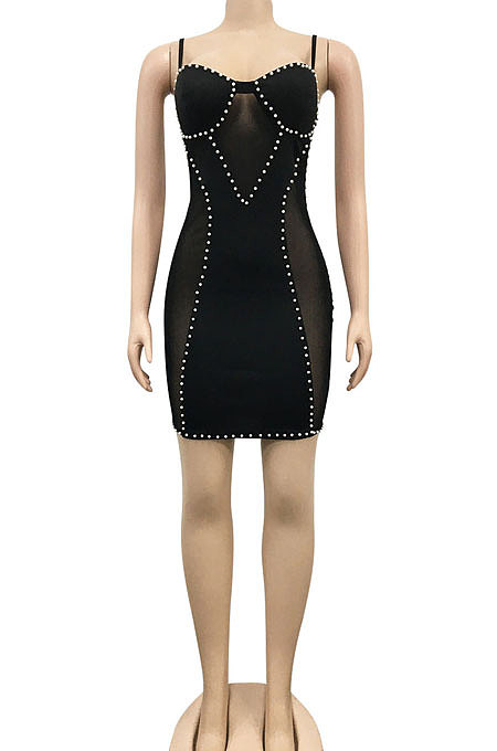 Euramerican Trendy Club Small sling Package Buttocks Sexy Net Yarn Mini Dress XZ5047