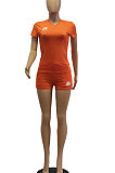 Women Letter Casual Short Sleeve Shorts Two-Pieces DY6605