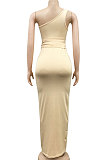 Irregular Bind Inclined Shoulder Sexy SleevelessTop Skirts Bowknot Two-Pieces XZ5068
