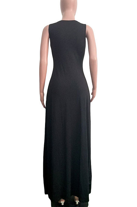 Sexy Side Open Fork Pure Color Long Dress SN043