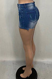 Water Washing Color Matching Jean Shorts XQ1090