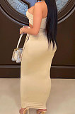 Irregular Bind Inclined Shoulder Sexy SleevelessTop Skirts Bowknot Two-Pieces XZ5068