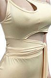Irregular Bind Inclined Shoulder Sexy SleevelessTop Skirts Bowknot Two-Pieces XZ5068