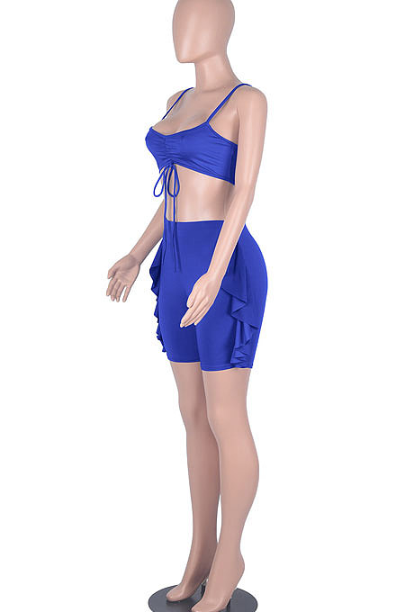 Women Slip Shorts Sets Spring Summer Midriff Backless Sport Two-Pieces WMZ2419