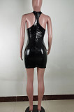 Sexy Tight Package Buttocks Leather Mini Dress ABL6650