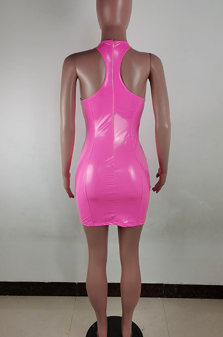 Sexy Tight Package Buttocks Leather Mini Dress ABL6650