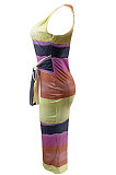 Fashion Contrast Color Round Neck Sleeveless Sexy Mini Dress H1623