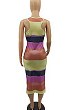 Fashion Contrast Color Round Neck Sleeveless Sexy Mini Dress H1623