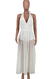 Bind Backless Hang A Neck Net Yarn Long Dress CYY8080
