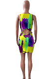Sexy Women Tie Dye Bind Mini Dress NK224