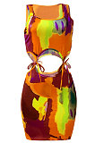 Sexy Women Tie Dye Bind Mini Dress NK224