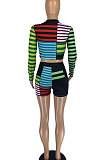 Dew Waist Digital Printing Long Sleeve Fashion Casual Two-Pieces AB6613