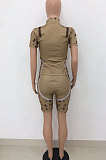 Trendy Camo Positioning Printing Zipper Sport Two-Pieces HT6059