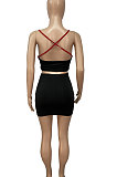 Slip V Neck Bind Sexy Skirts Sets Q786