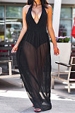 Bind Backless Hang A Neck Net Yarn Long Dress CYY8080