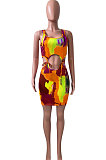 Sexy Women Tie Dye Bind Mini Dress NK224
