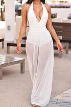 Bind Backless Hang A Neck Net Yarn Long Dress CYY8080