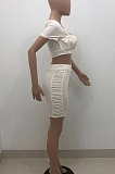 Sexy Club Suits Pure Color Smear Chest Ruffle Sport Casual Shorts Sest HT6058
