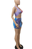 Positioning Printing Contrast Color Tight Skirt Fashion Sets ABL6654