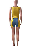 Bind Rib Spliced Sport Casual Shorts Sets NK223