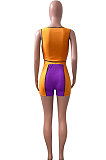 Bind Rib Spliced Sport Casual Shorts Sets NK223