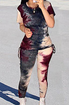 Fashion Casual Women Ruffle Stay Wire Tie Dye Two-Pieces MDF5222