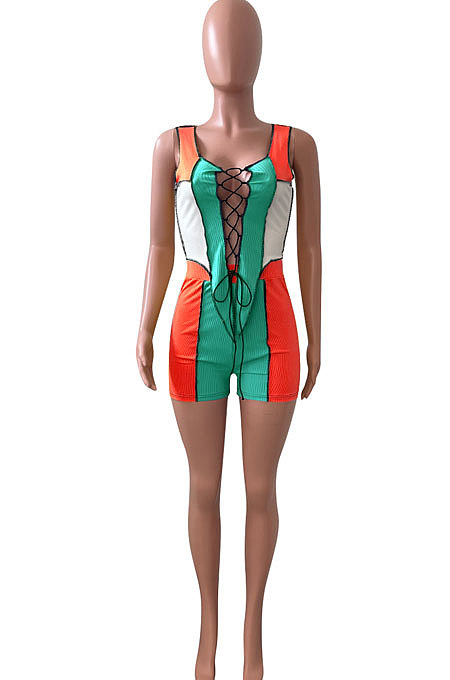 Bind Rib Spliced Sport Casual Shorts Sets NK223