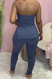 Prue Color Casual Top Open Fork Pit Bar Suit LY007