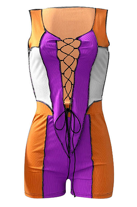 Bind Rib Spliced Sport Casual Shorts Sets NK223