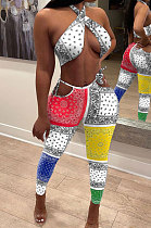 Summer Paisley Print Contrast Color Night Clud Two-Piece YYF8177