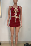 Summer Women Bind Pure Color Sexy Skirts Sets LD9096