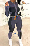 Printing Contrast Color Long Sleeve Sport Fitness Suit Sets SX1735104