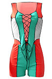 Bind Rib Spliced Sport Casual Shorts Sets NK223