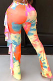 Women Net Yarn Printuing Falbala Beach Pants LD8762