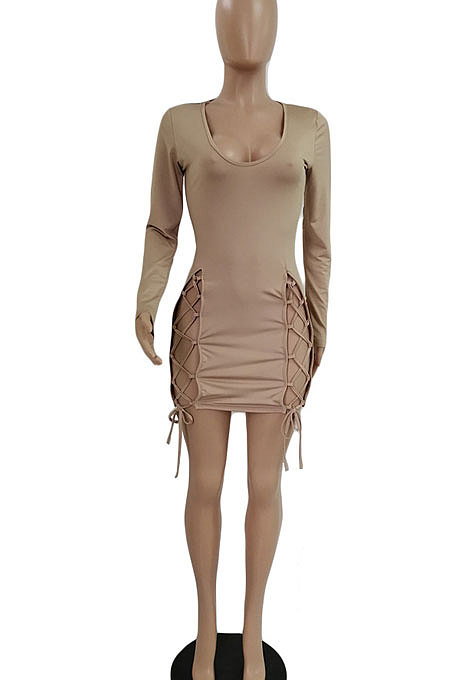 Women Sexy Hollow Out Ruffle Cultivate One's Morality Mini Dress DY6999