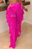 Women Net Yarn Printuing Falbala Beach Pants LD8762