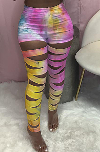 Personality Tie Dye Hurnt Flower Casual Pants LY012