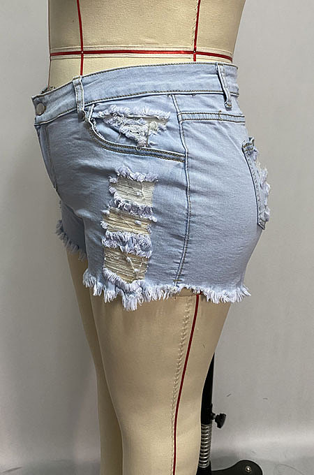 Hole Microtassel Jeans Shorts XQ1097