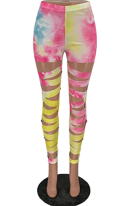 Personality Tie Dye Hurnt Flower Casual Pants LY012
