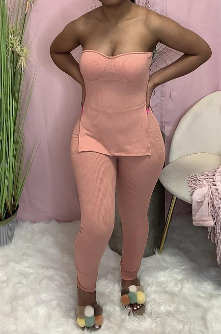 Prue Color Casual Top Open Fork Pit Bar Suit LY007