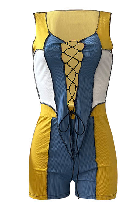 Bind Rib Spliced Sport Casual Shorts Sets NK223