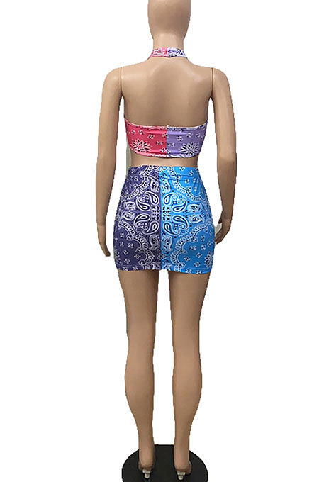 Positioning Printing Contrast Color Tight Skirt Fashion Sets ABL6654