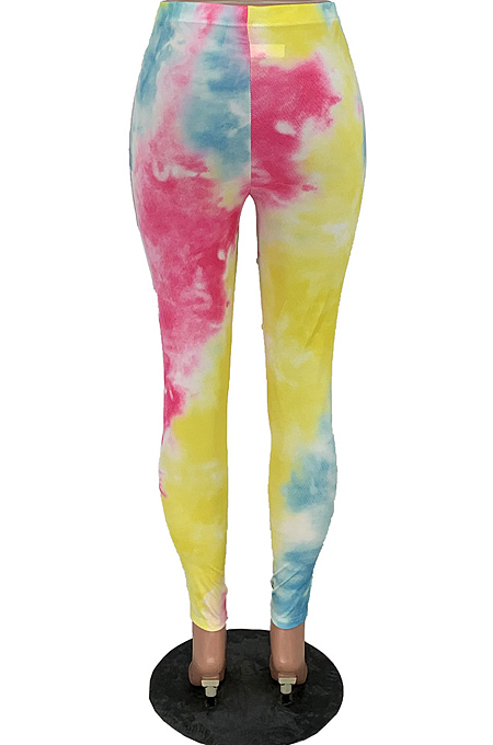 Personality Tie Dye Hurnt Flower Casual Pants LY012
