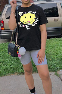 Color Printing Casual Set Head Round Neck T Shirts JP1022