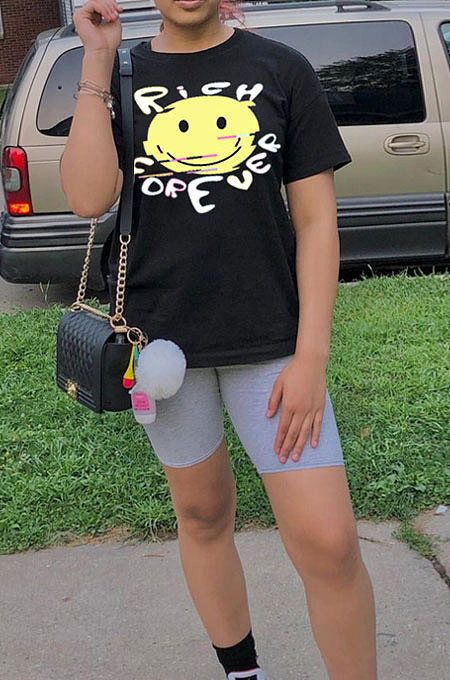 Color Printing Casual Set Head Round Neck T Shirts JP1022