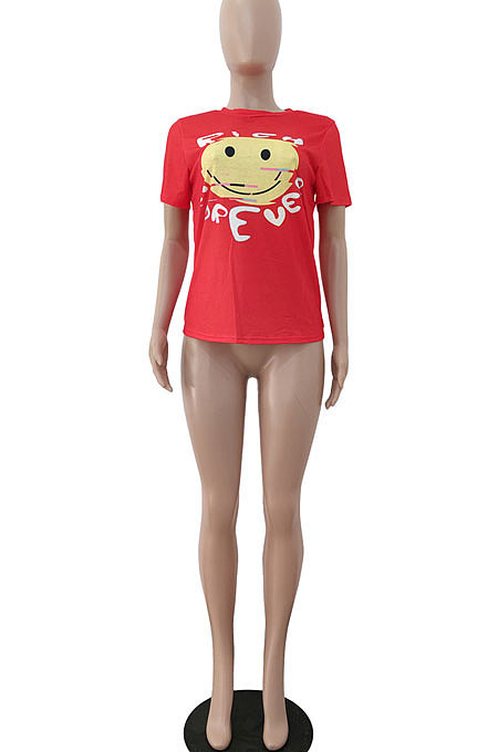 Color Printing Casual Set Head Round Neck T Shirts JP1022