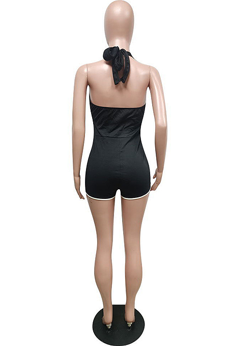Fashion Hang A Neck Bind Backless Jumpsuits Shorts F8334