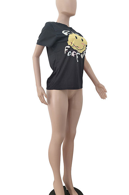 Color Printing Casual Set Head Round Neck T Shirts JP1022