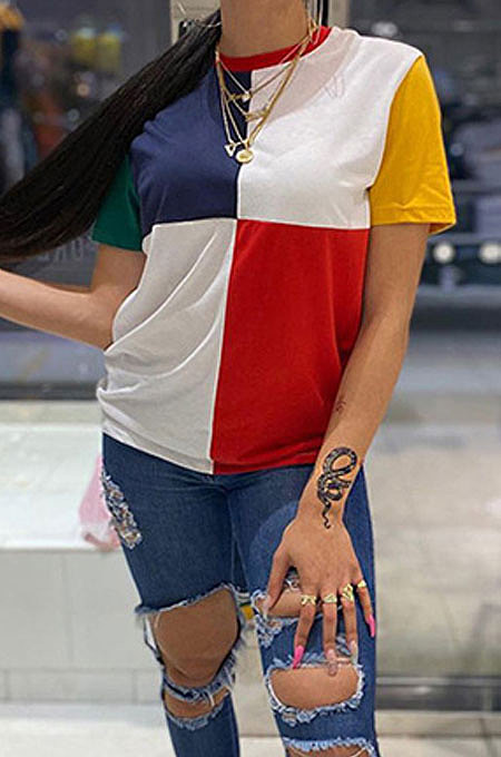 Trendy Casual Color Women Short Sleeves T Shirts GLS8099