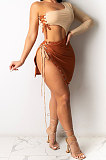 Trendy Women Bind Eyelet Off Shoulder Midriff Spliced Mini Dress CY1318